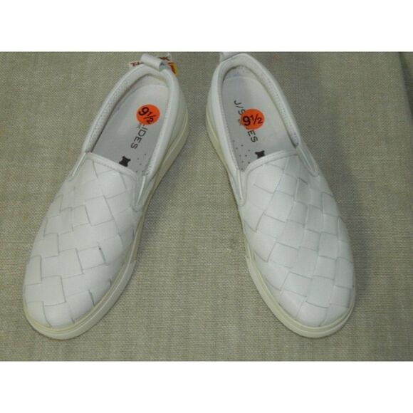 J/Slides Slip-On Sneaker Leather White Woven Casual Comfort Shoes - Picture 3 of 10